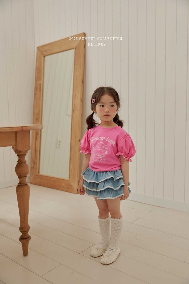 Melikey - Korean Children Fashion - #fashionkids - Lace Denim Cancan Skirt - 9