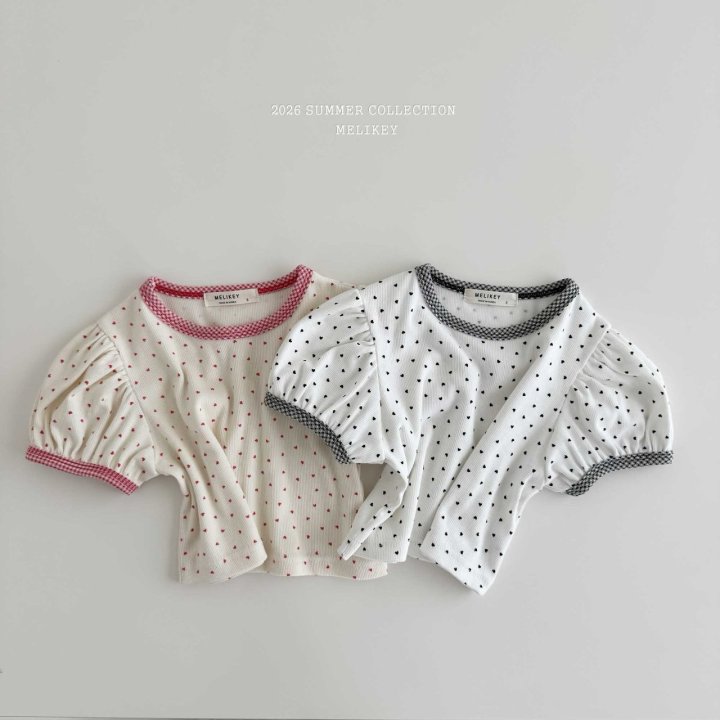 Melikey - Korean Children Fashion - #fashionkids - Mini Heart Puff Tee