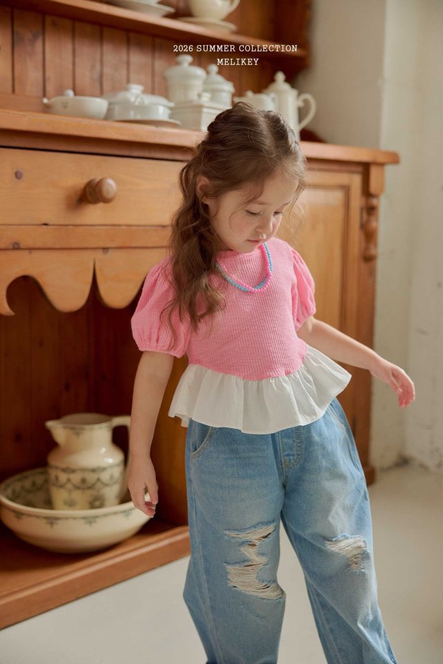 Melikey - Korean Children Fashion - #fashionkids - Folding Vintage Denim Pants - 7
