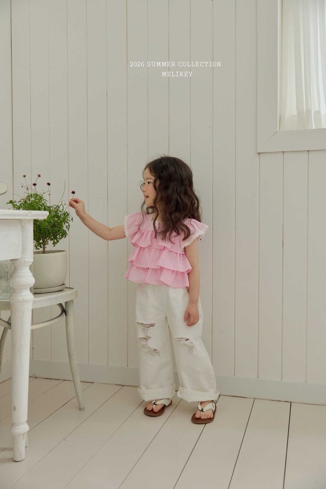 Melikey - Korean Children Fashion - #fashionkids - Folding Vintage Denim Pants (Ivory) - 6