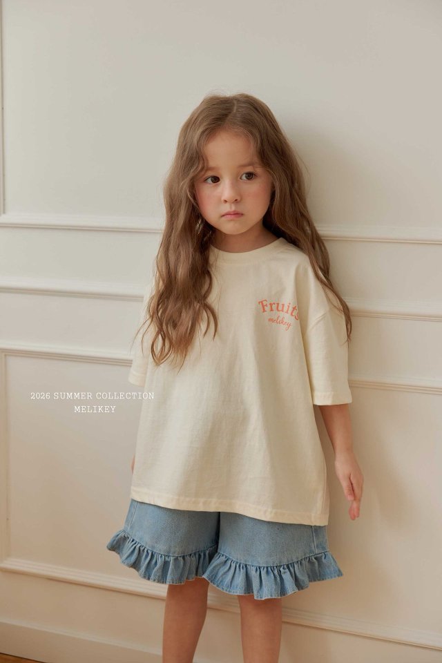 Melikey - Korean Children Fashion - #fashionkids - Frill Denim Shorts - 4
