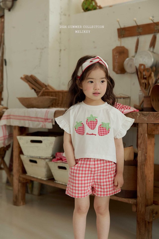 Melikey - Korean Children Fashion - #kidsshorts - Strawberry Patch Tee - 9