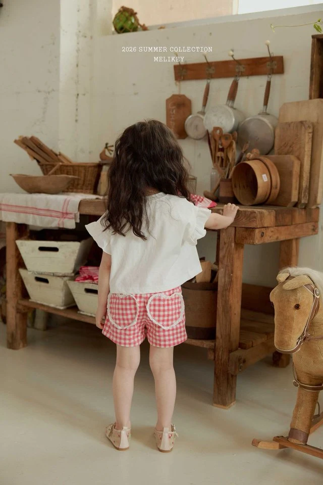 Melikey - Korean Children Fashion - #kidsshorts - Check Heart Pants - 3