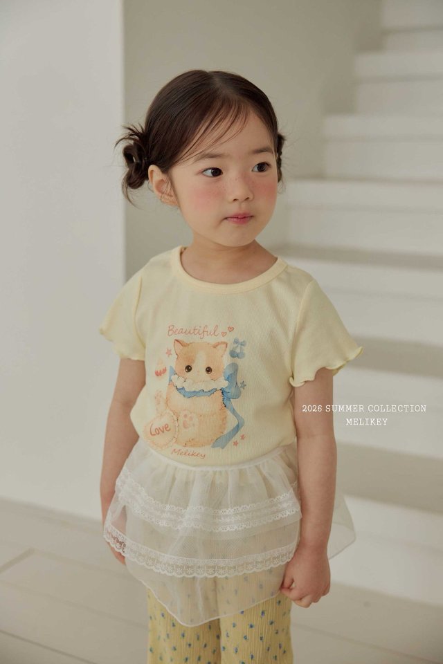 Melikey - Korean Children Fashion - #kidsshorts - Love Kitty Tee - 7