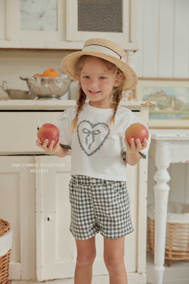 Melikey - Korean Children Fashion - #kidsshorts - Heart Ribbon Tee - 11