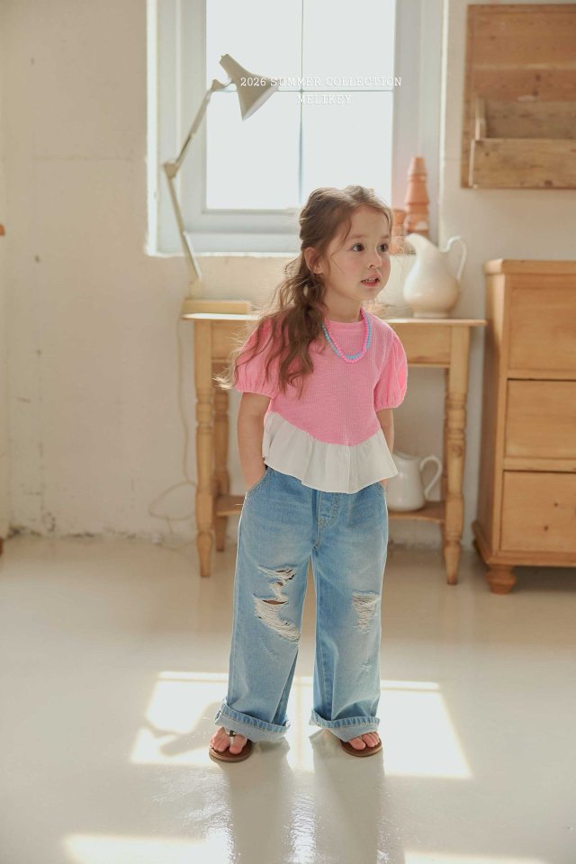 Melikey - Korean Children Fashion - #kidsshorts - Folding Vintage Denim Pants - 8