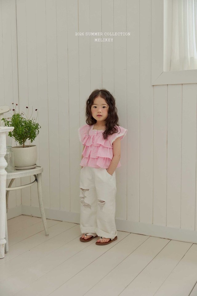 Melikey - Korean Children Fashion - #kidsshorts - Folding Vintage Denim Pants (Ivory) - 7