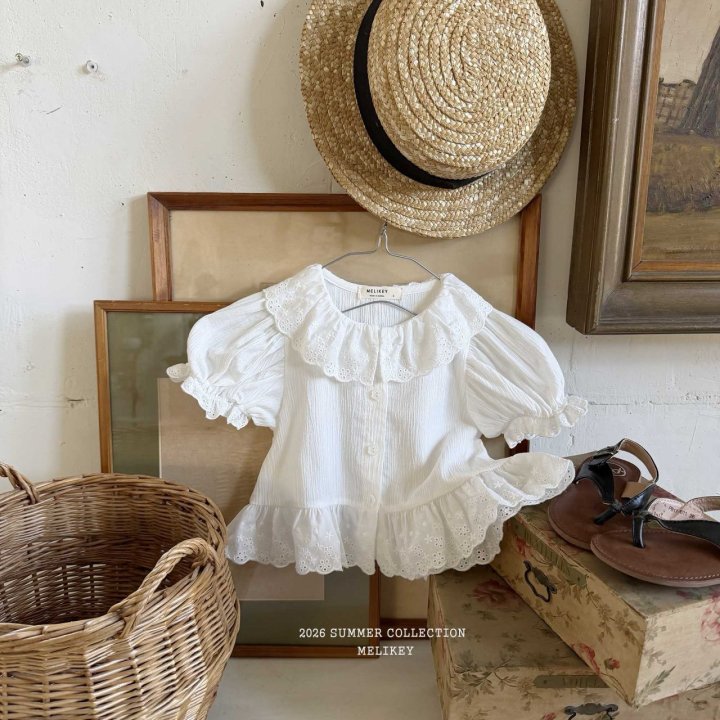 Melikey - Korean Children Fashion - #kidsstore - Natural Puff Blouse