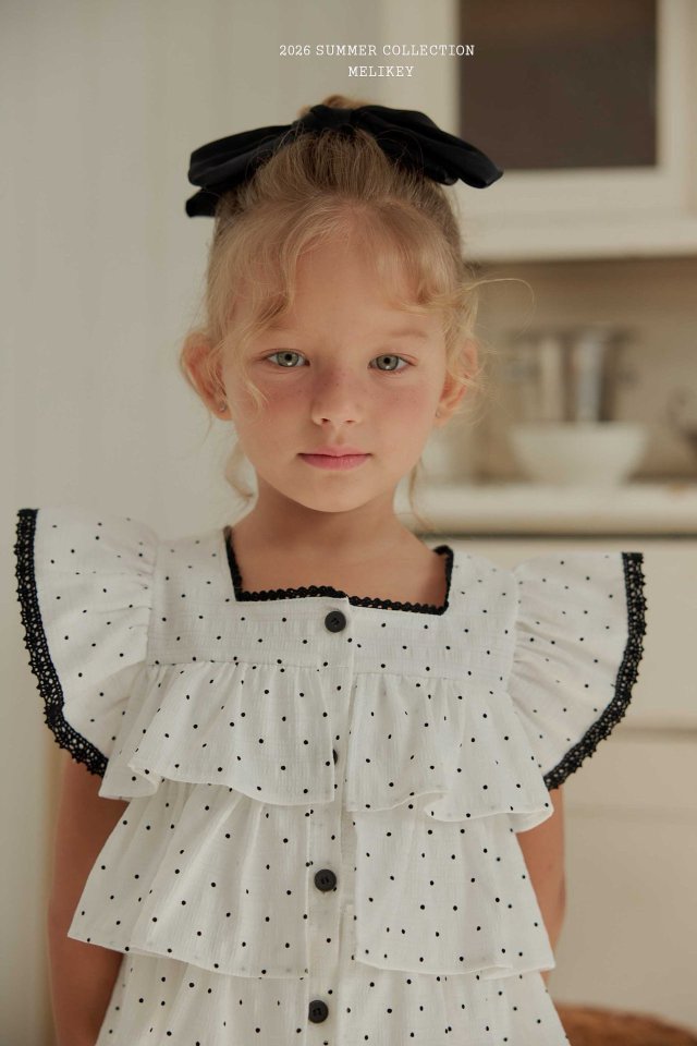 Melikey - Korean Children Fashion - #kidsstore - Dot Cancan Sleeveless Blouse - 8