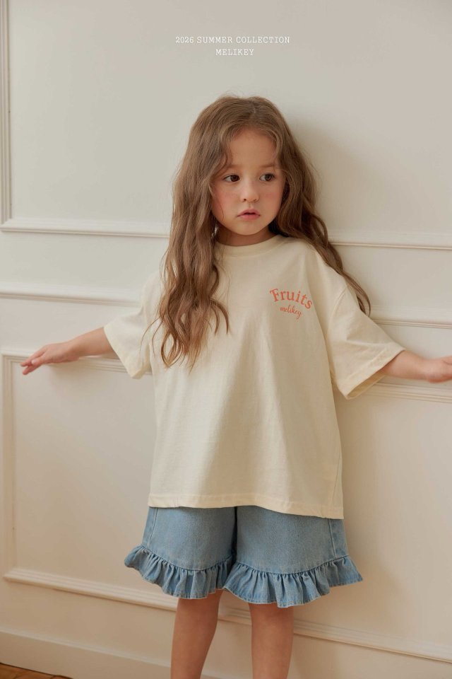 Melikey - Korean Children Fashion - #kidsstore - Frill Denim Shorts - 5