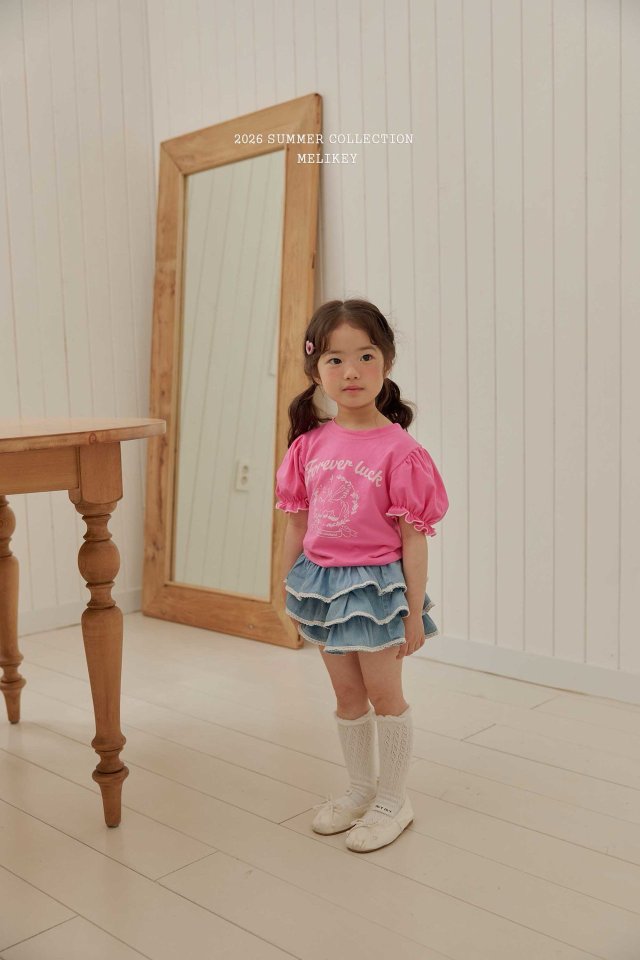 Melikey - Korean Children Fashion - #kidsstore - Lace Denim Cancan Skirt - 11
