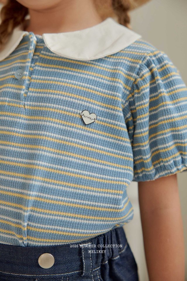 Melikey - Korean Children Fashion - #kidsstore - Soul Stripe Collar Tee - 9