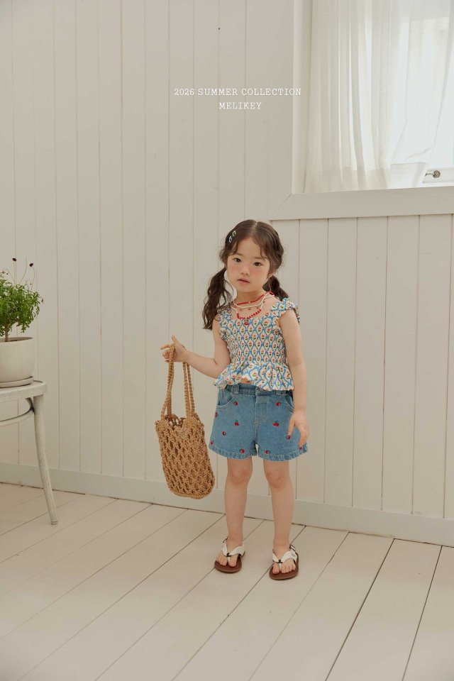 Melikey - Korean Children Fashion - #kidsstore - Cherry Ribbon Tuck Blouse - 7