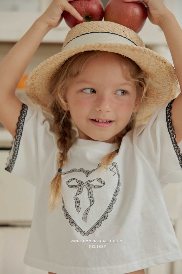 Melikey - Korean Children Fashion - #kidsstore - Heart Ribbon Tee - 12