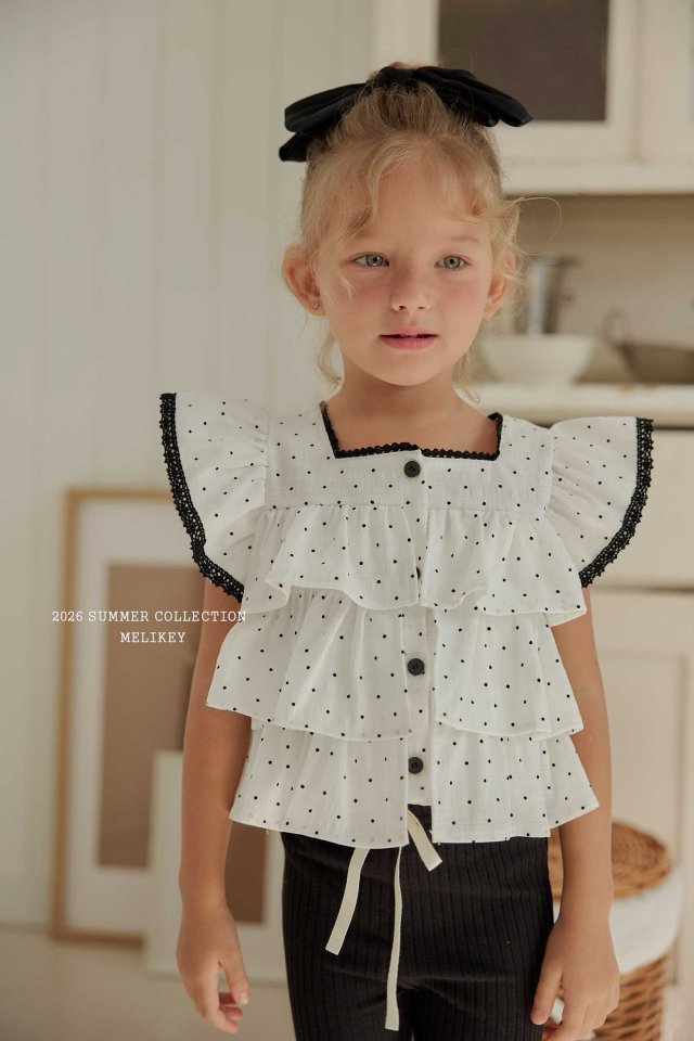 Melikey - Korean Children Fashion - #kidzfashiontrend - Dot Cancan Sleeveless Blouse - 9