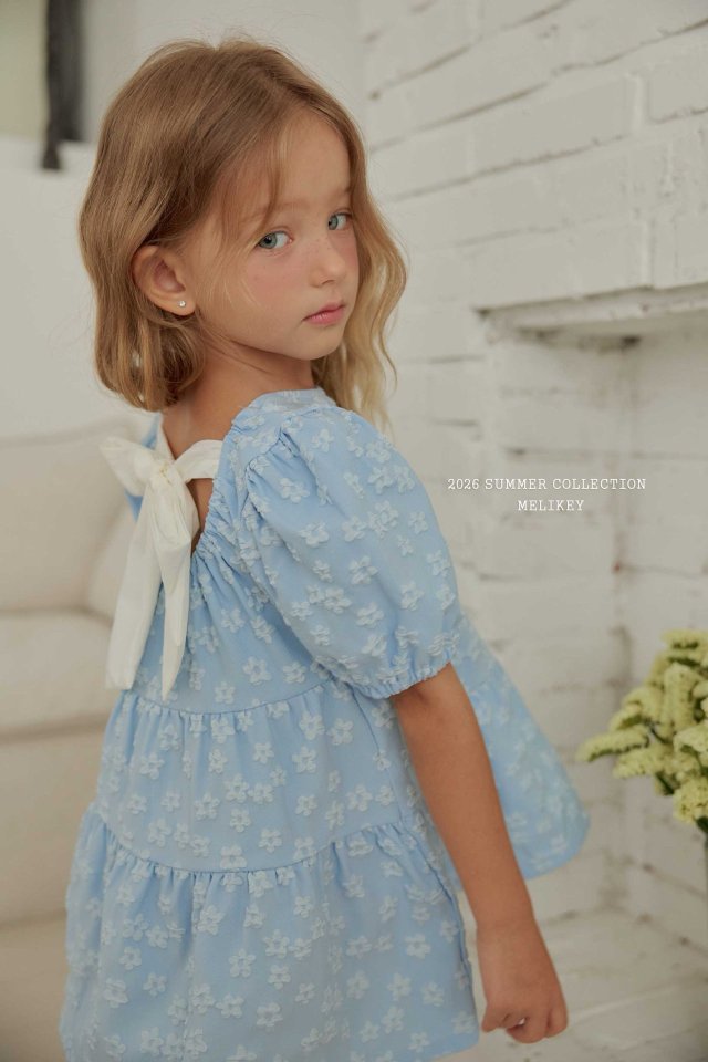 Melikey - Korean Children Fashion - #kidzfashiontrend - Shine Back Ribbon One-piece - 3
