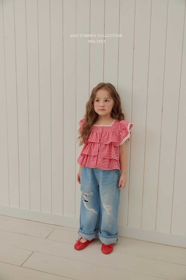 Melikey - Korean Children Fashion - #kidzfashiontrend - Folding Vintage Denim Pants - 10