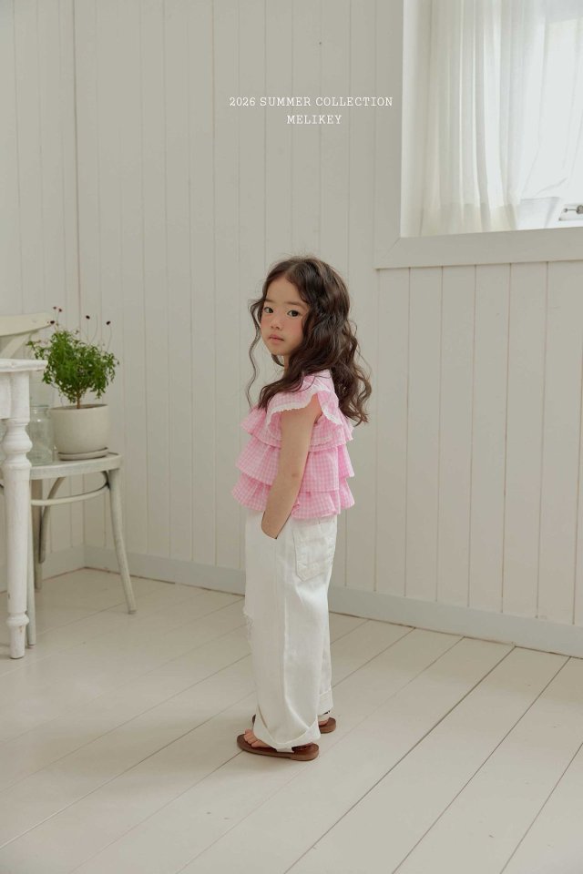 Melikey - Korean Children Fashion - #kidzfashiontrend - Folding Vintage Denim Pants (Ivory) - 9
