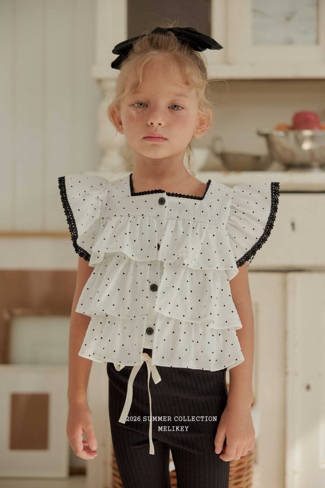 Melikey - Korean Children Fashion - #littlefashionista - Dot Cancan Sleeveless Blouse - 11