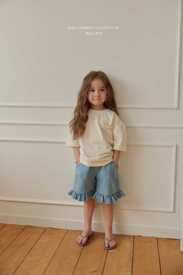 Melikey - Korean Children Fashion - #littlefashionista - Frill Denim Shorts - 8