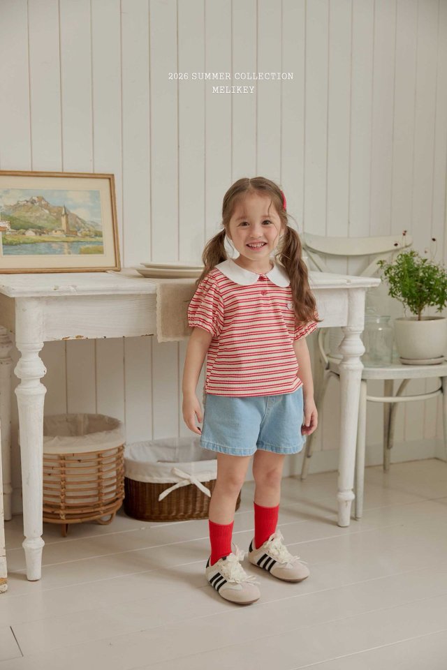 Melikey - Korean Children Fashion - #littlefashionista - Soul Stripe Collar Tee - 12