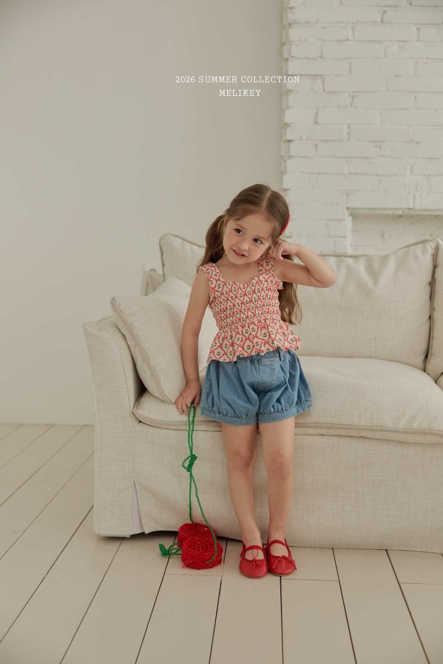 Melikey - Korean Children Fashion - #littlefashionista - Cherry Ribbon Tuck Blouse - 10