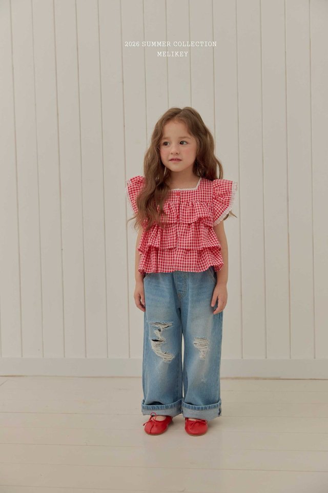 Melikey - Korean Children Fashion - #littlefashionista - Folding Vintage Denim Pants - 12
