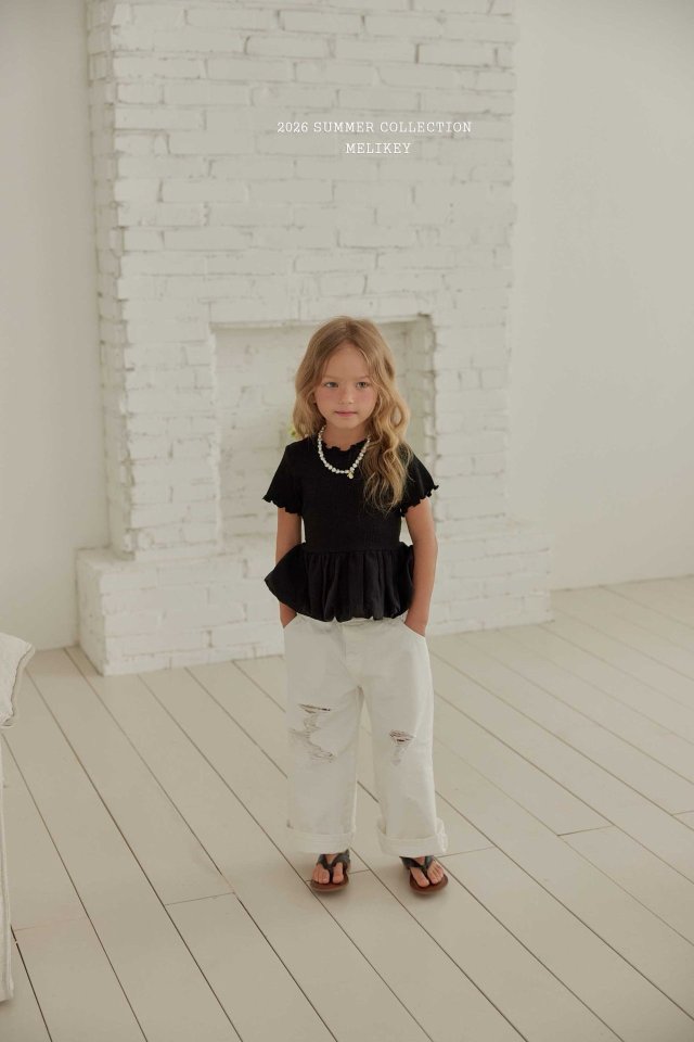 Melikey - Korean Children Fashion - #littlefashionista - Folding Vintage Denim Pants (Ivory) - 11