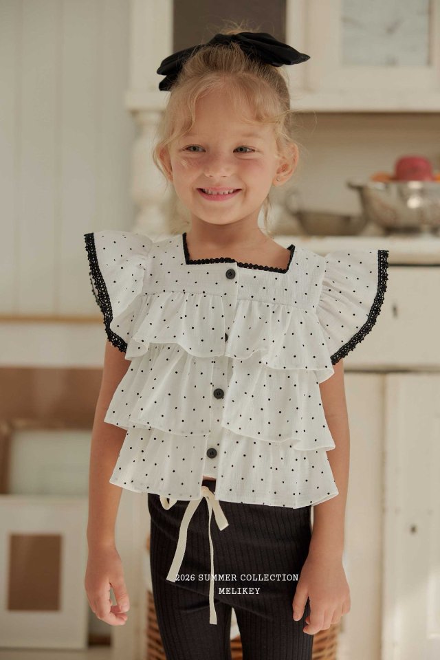 Melikey - Korean Children Fashion - #magicofchildhood - Dot Cancan Sleeveless Blouse - 12