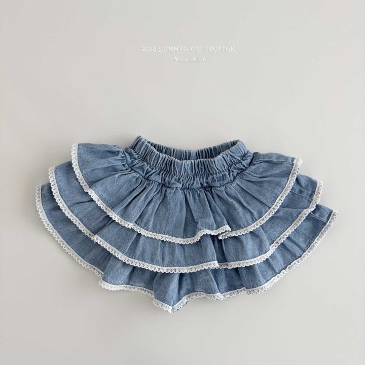 Melikey - Korean Children Fashion - #magicofchildhood - Lace Denim Cancan Skirt