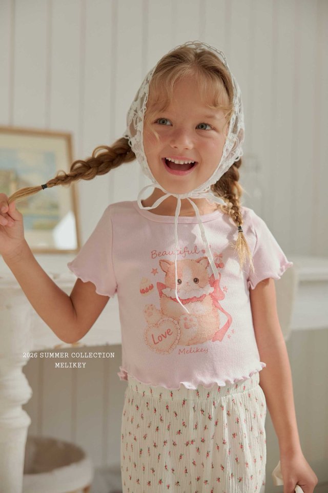 Melikey - Korean Children Fashion - #magicofchildhood - Love Kitty Tee - 12