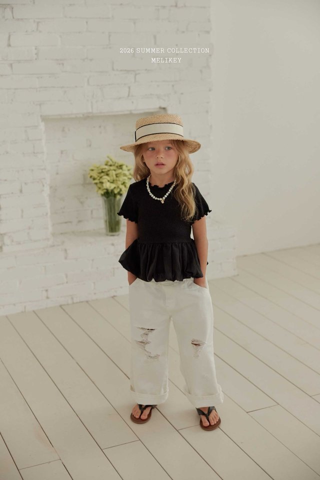 Melikey - Korean Children Fashion - #magicofchildhood - Folding Vintage Denim Pants (Ivory) - 12