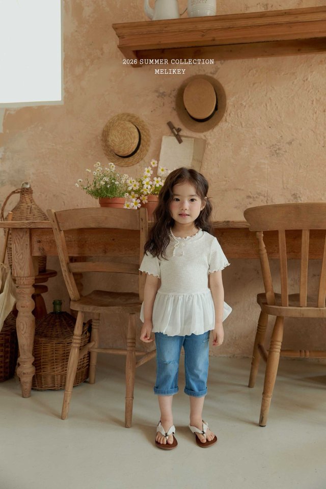 Melikey - Korean Children Fashion - #minifashionista - Capri Denim Pants - 3