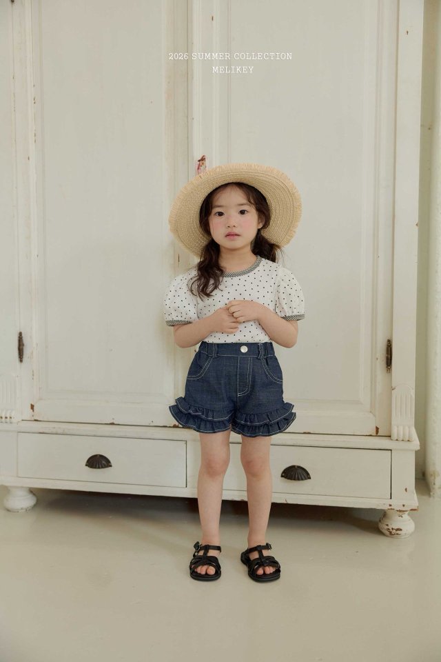 Melikey - Korean Children Fashion - #prettylittlegirls - Tutu Frill Denim Shorts - 6