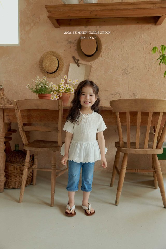 Melikey - Korean Children Fashion - #minifashionista - Capri Denim Pants - 4