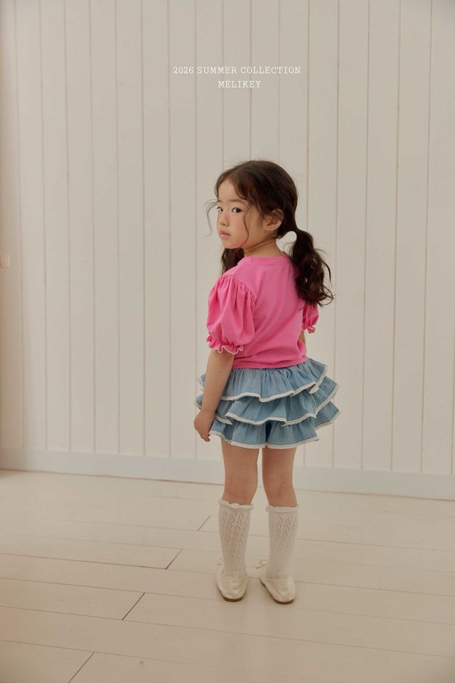 Melikey - Korean Children Fashion - #prettylittlegirls - Lace Denim Cancan Skirt - 3