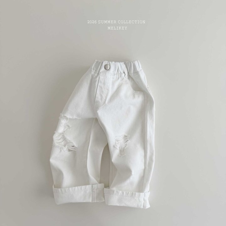 Melikey - Korean Children Fashion - #stylishchildhood - Folding Vintage Denim Pants (Ivory)