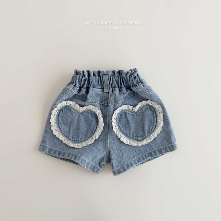Melikey - Korean Children Fashion - #todddlerfashion - Heart Denim Shorts