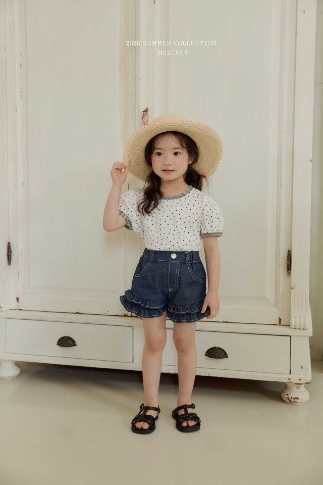 Melikey - Korean Children Fashion - #toddlerclothing - Tutu Frill Denim Shorts - 8