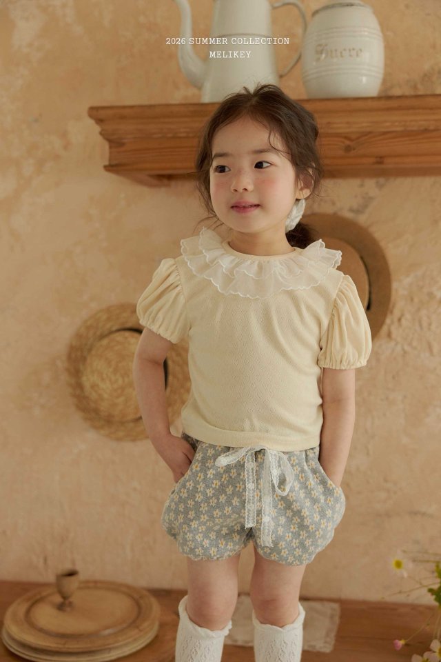 Melikey - Korean Children Fashion - #toddlerclothing - Scarlet Puff Tee - 5