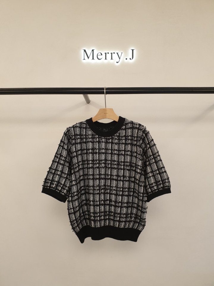 Merry J - Korean Women Fashion - #momslook - Tweed Round Knit - 8