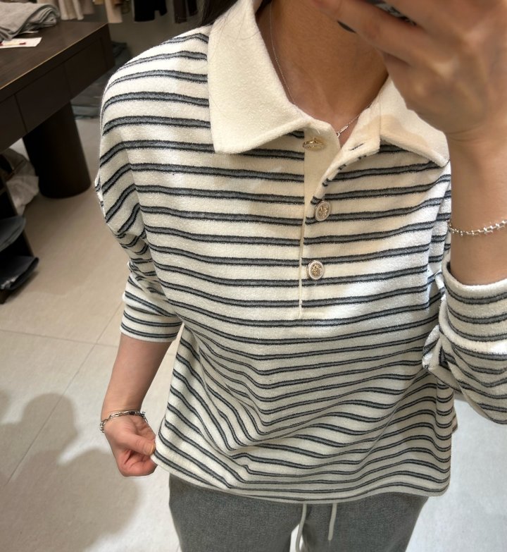 Merry J - Korean Women Fashion - #momslook - Cruise Collar Tee - 12