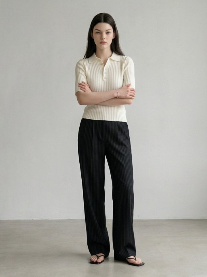 Merry J - Korean Women Fashion - #momslook - Stripe Pintuck Span Pants