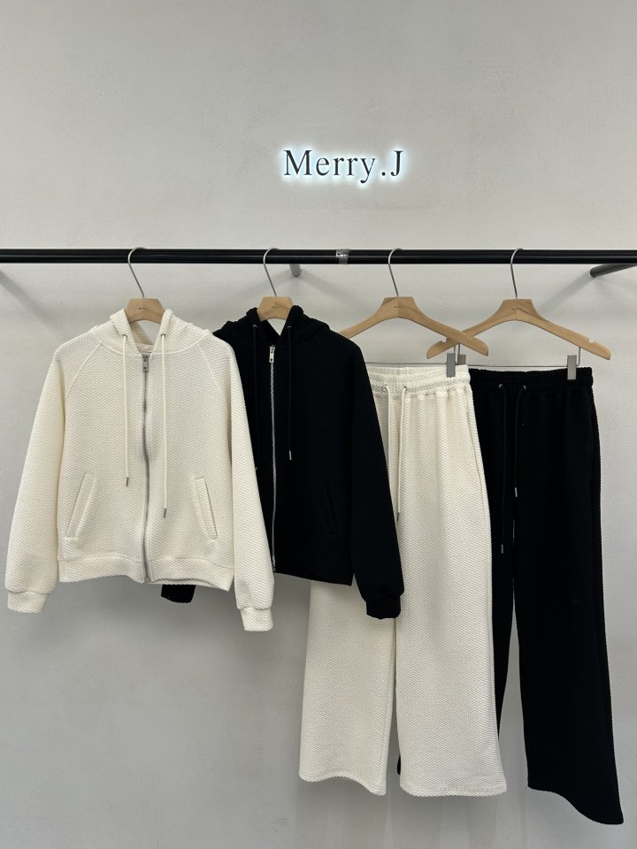 Merry J - Korean Women Fashion - #momslook - Toffee Nut Jacquard Hoodie Set - 5