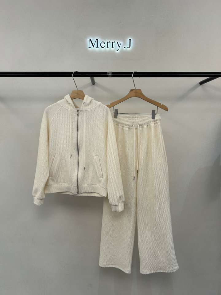 Merry J - Korean Women Fashion - #momslook - Toffee Nut Jacquard Hoodie Set - 6