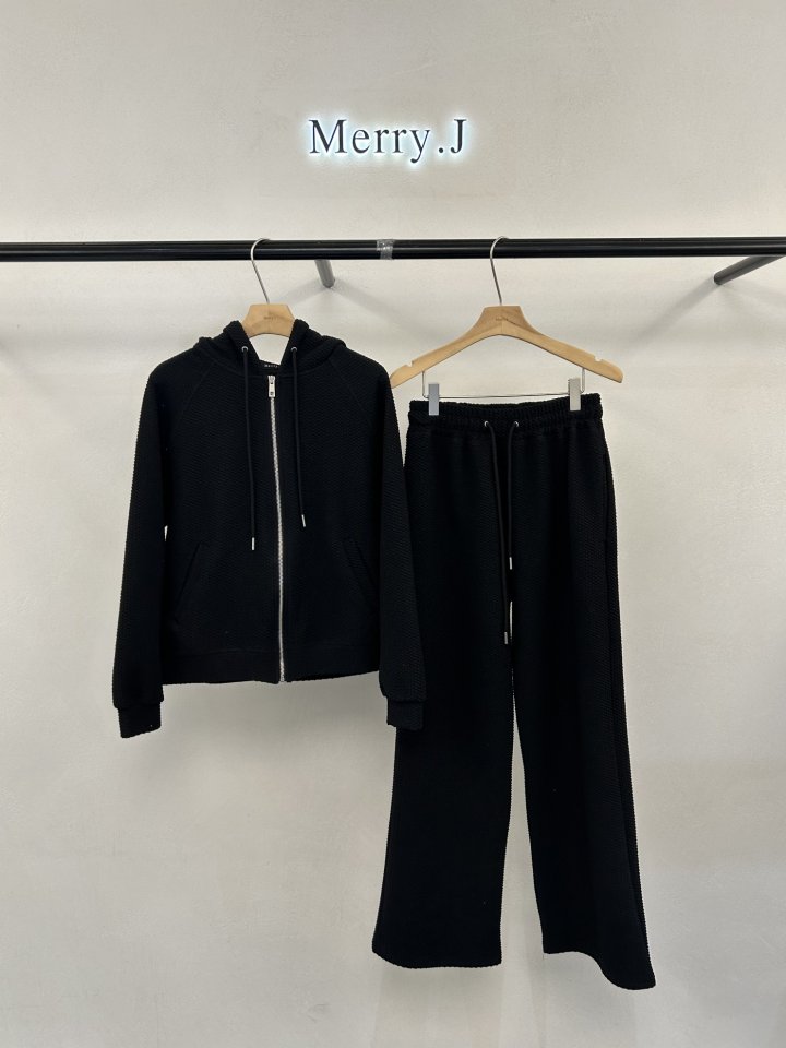 Merry J - Korean Women Fashion - #momslook - Toffee Nut Jacquard Hoodie Set - 7