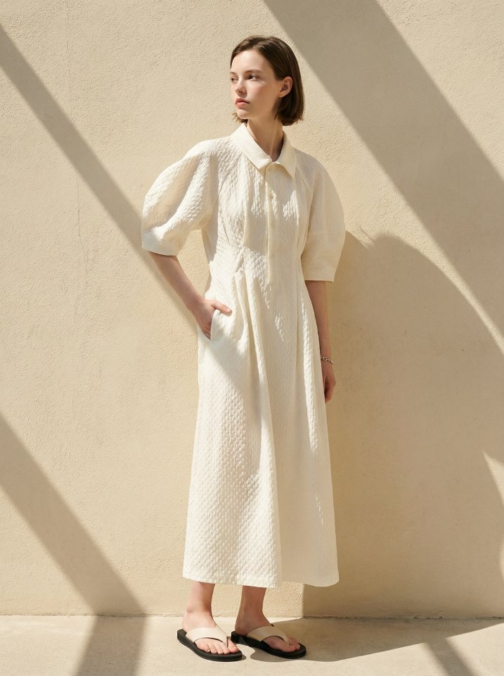 Merry J - Korean Women Fashion - #momslook - Jacquard Volume One-piece - 2