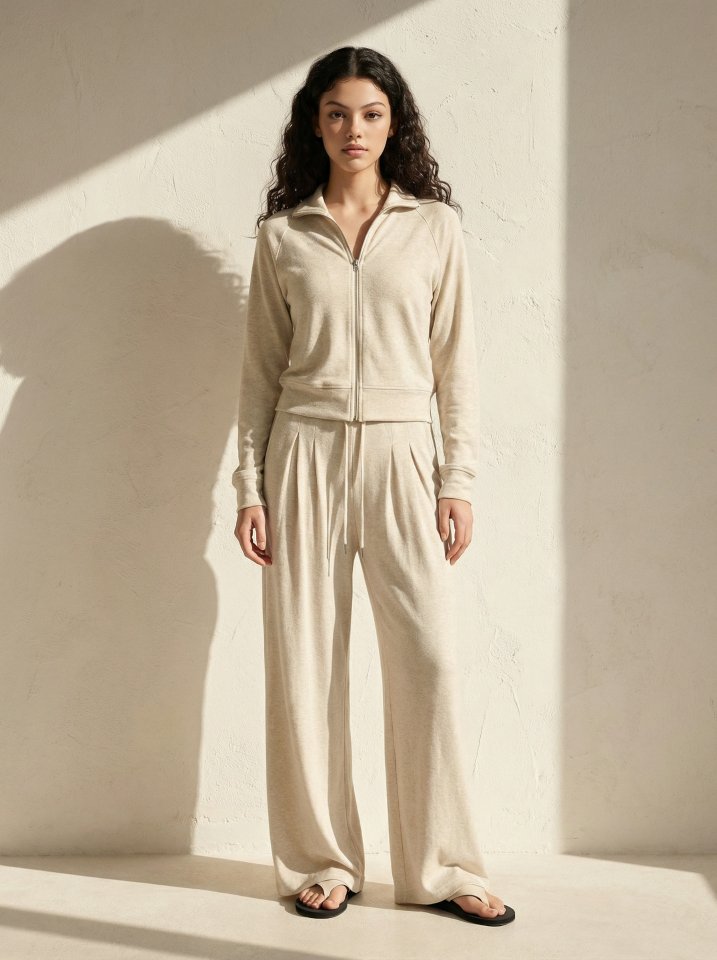 Merry J - Korean Women Fashion - #momslook - James Half-Neck Zip-Up Set