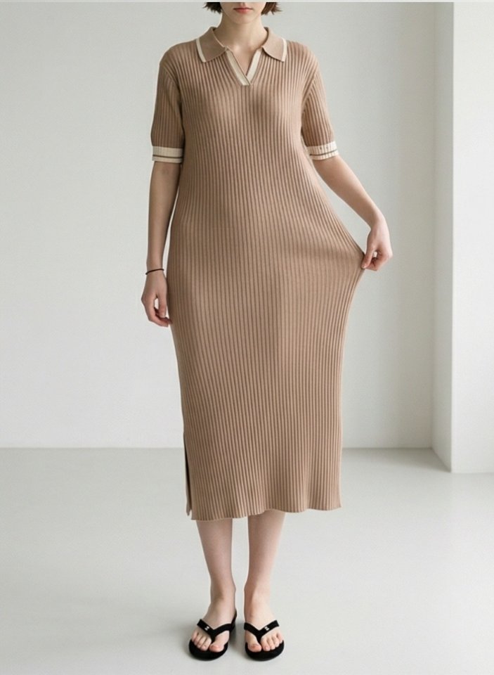 Merry J - Korean Women Fashion - #vintagekidsstyle - Ribbed Collar One-piece - 4