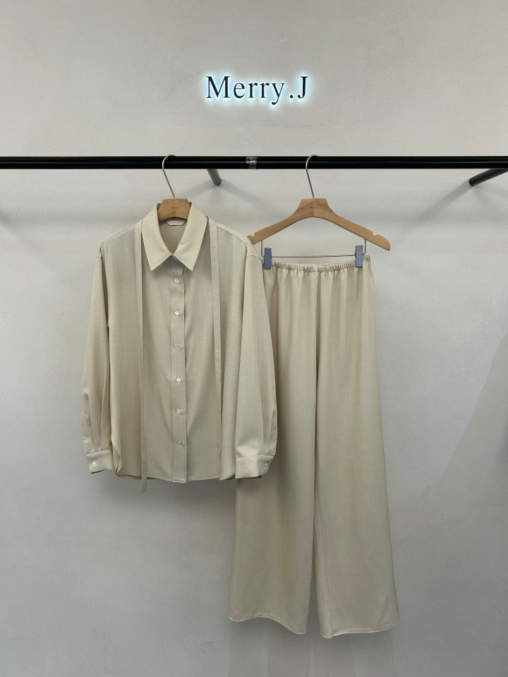 Merry J - Korean Women Fashion - #pursuepretty - Rosy Belted Shirt Set - 5